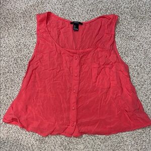 Forever 21 Coral Button-Front Tank Top